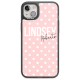 Personalised Pink Polka Custom Phone Case iPhone 14 Plus / Black Impact Case Blanc Space