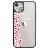 Personalised Cherry Blossoms & Stripes Custom Phone Case iPhone 14 Plus / Black Impact Case Blanc Space