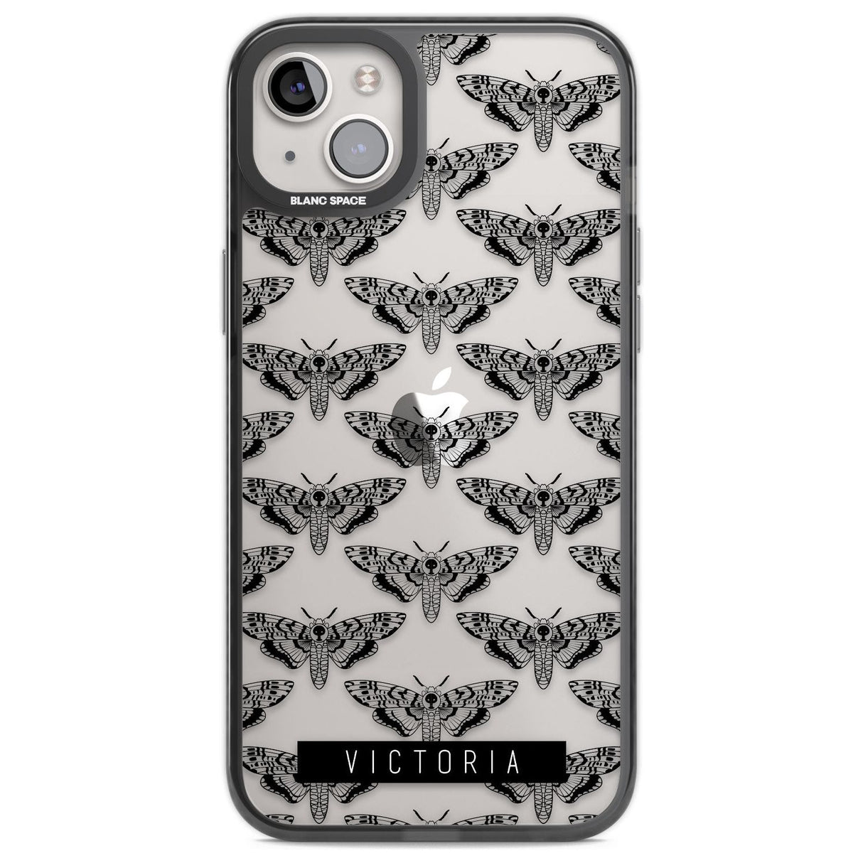 Personalised Hawk Moth Pattern Custom Phone Case iPhone 14 Plus / Black Impact Case Blanc Space