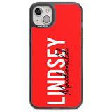 Personalised Bold Name: Red Custom Phone Case iPhone 14 Plus / Black Impact Case Blanc Space