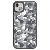 Dark Grey Cat Camouflage Pattern Phone Case iPhone 14 Plus / Black Impact Case Blanc Space