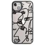 Abstract Continuous Line Faces Black on Clear Phone Case iPhone 14 Plus / Black Impact Case Blanc Space