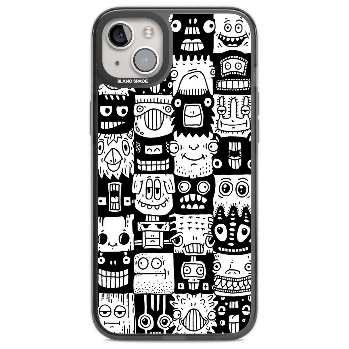 Checkerboard Heads Phone Case iPhone 14 Plus / Black Impact Case Blanc Space