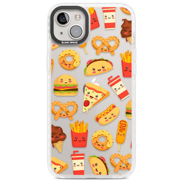 Fast Food Patterns Kawaii Fast Food Mix Phone Case iPhone 14 Plus / Impact Case Blanc Space