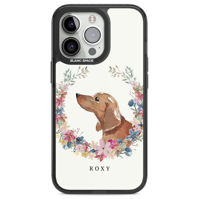 Personalised Tan Dachshund - Watercolour Dog Portrait Custom Phone Case iPhone 13 Pro / Black Impact Case,iPhone 14 Pro / Black Impact Case,iPhone 15 Pro Max / Black Impact Case,iPhone 15 Pro / Black Impact Case Blanc Space