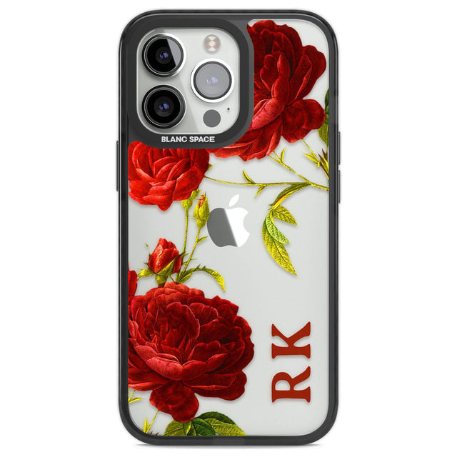 Personalised Clear Vintage Floral Red Roses Custom Phone Case iPhone 13 Pro / Black Impact Case,iPhone 14 Pro / Black Impact Case,iPhone 15 Pro Max / Black Impact Case,iPhone 15 Pro / Black Impact Case Blanc Space