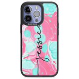 Personalised Turquoise & Pink - Marbled Custom Phone Case iPhone 13 Pro / Black Impact Case,iPhone 14 Pro / Black Impact Case,iPhone 15 Pro Max / Black Impact Case,iPhone 15 Pro / Black Impact Case Blanc Space