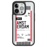 Personalised Amsterdam Boarding Pass Custom Phone Case iPhone 13 Pro / Black Impact Case,iPhone 14 Pro / Black Impact Case,iPhone 15 Pro Max / Black Impact Case,iPhone 15 Pro / Black Impact Case Blanc Space