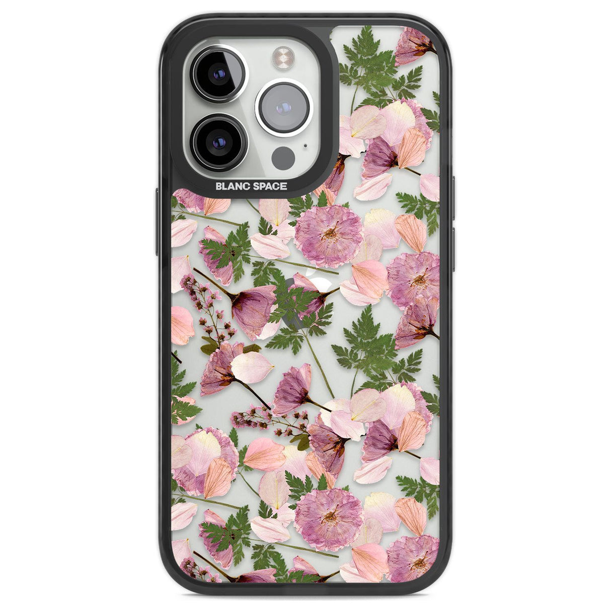 Leafy Floral Pattern Transparent Design Phone Case iPhone 13 Pro / Black Impact Case,iPhone 14 Pro / Black Impact Case,iPhone 15 Pro Max / Black Impact Case,iPhone 15 Pro / Black Impact Case Blanc Space