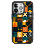 Funky Geometric Patterns: Orange & Dark Green Phone Case iPhone 13 Pro / Black Impact Case,iPhone 14 Pro / Black Impact Case,iPhone 15 Pro / Black Impact Case,iPhone 15 Pro Max / Black Impact Case Blanc Space