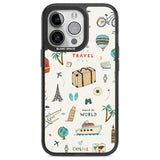 Cute Travel Pattern Cream Phone Case iPhone 13 Pro / Black Impact Case,iPhone 14 Pro / Black Impact Case,iPhone 15 Pro / Black Impact Case,iPhone 15 Pro Max / Black Impact Case Blanc Space