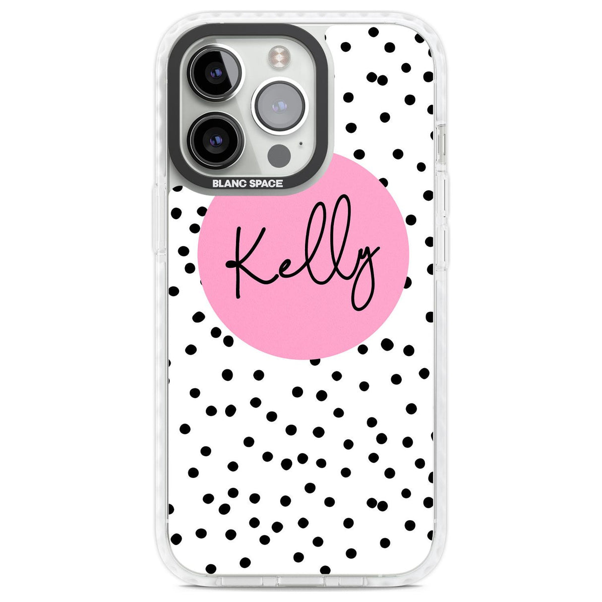 Personalised Pink Circle & Dots Custom Phone Case iPhone 13 Pro / Impact Case,iPhone 14 Pro / Impact Case,iPhone 15 Pro Max / Impact Case,iPhone 15 Pro / Impact Case Blanc Space