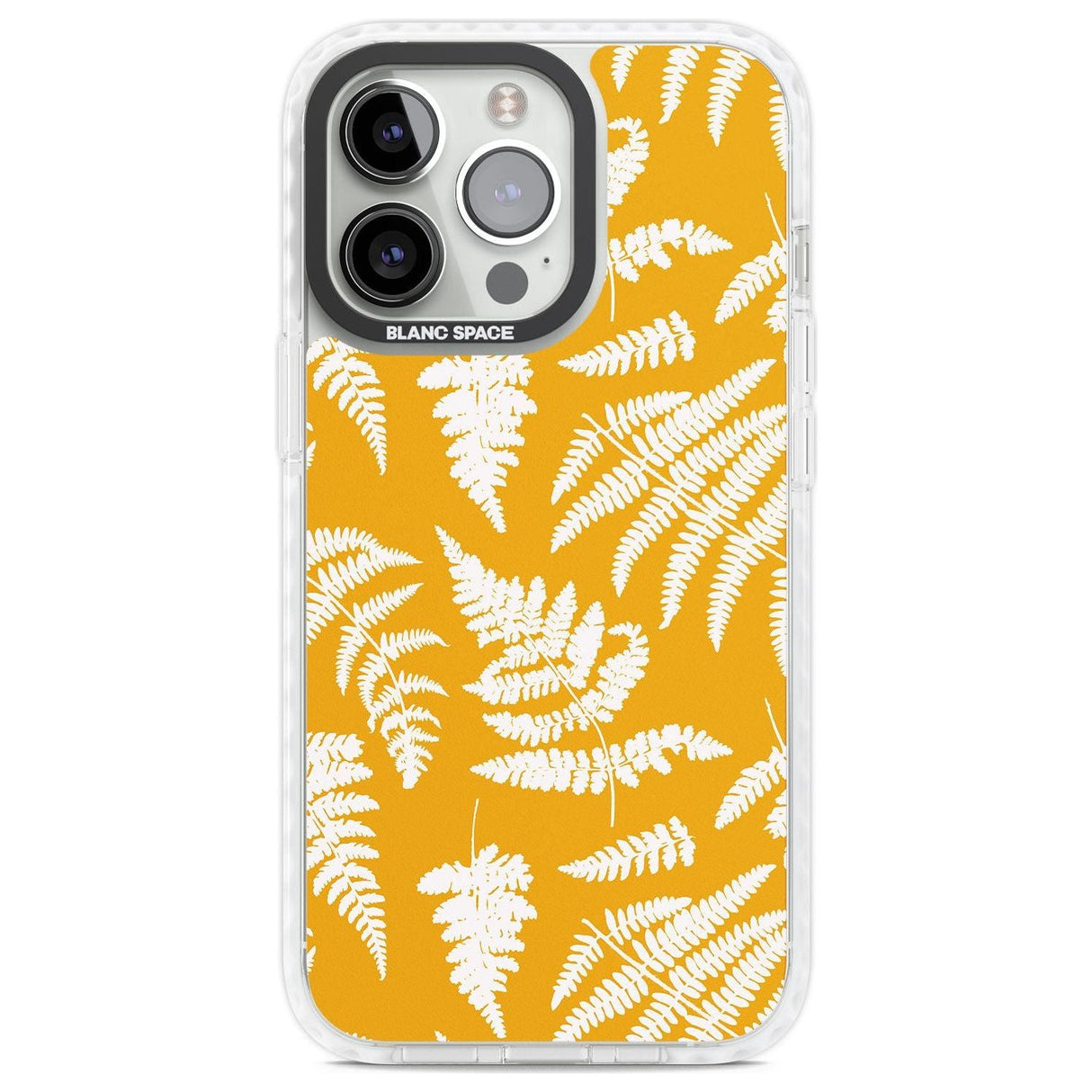 Fern Pattern on Yellow Phone Case iPhone 13 Pro / Impact Case,iPhone 14 Pro / Impact Case,iPhone 15 Pro Max / Impact Case,iPhone 15 Pro / Impact Case Blanc Space