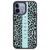 Personalised Blue Leopard Spots Custom Phone Case iPhone 13 Pro Max / Black Impact Case,iPhone 14 Pro Max / Black Impact Case Blanc Space