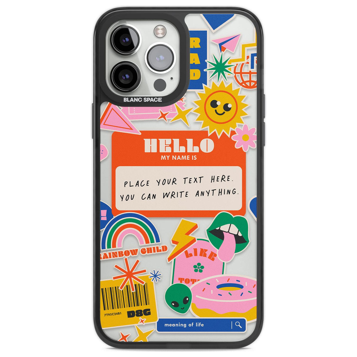 Personalised Nostalgia Sticker Mix #2 Custom Phone Case iPhone 13 Pro Max / Black Impact Case,iPhone 14 Pro Max / Black Impact Case Blanc Space