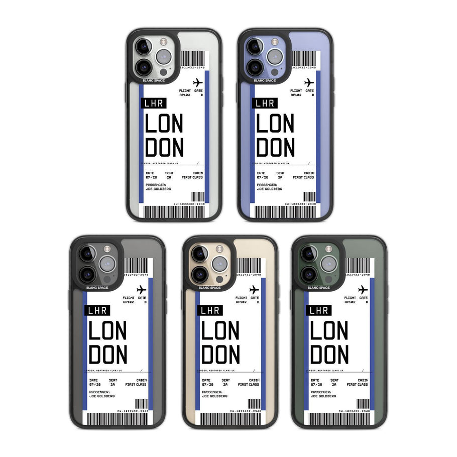 Personalised London Boarding Pass iPhone Case - Blanc Space