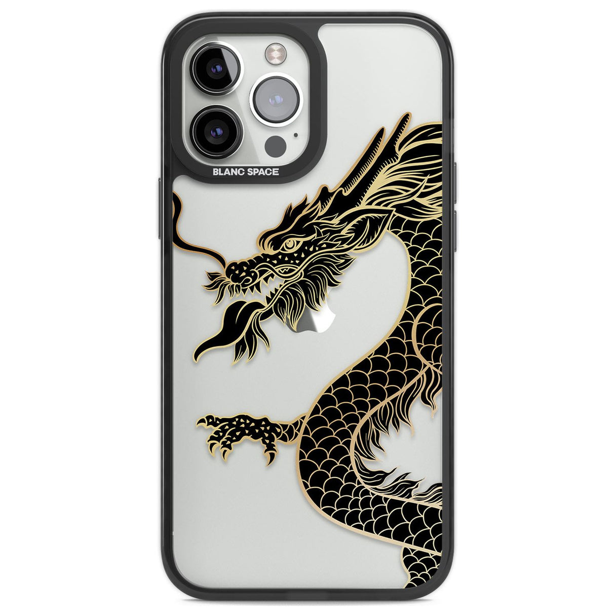 Large Black Dragon Phone Case iPhone 13 Pro Max / Black Impact Case,iPhone 14 Pro Max / Black Impact Case Blanc Space