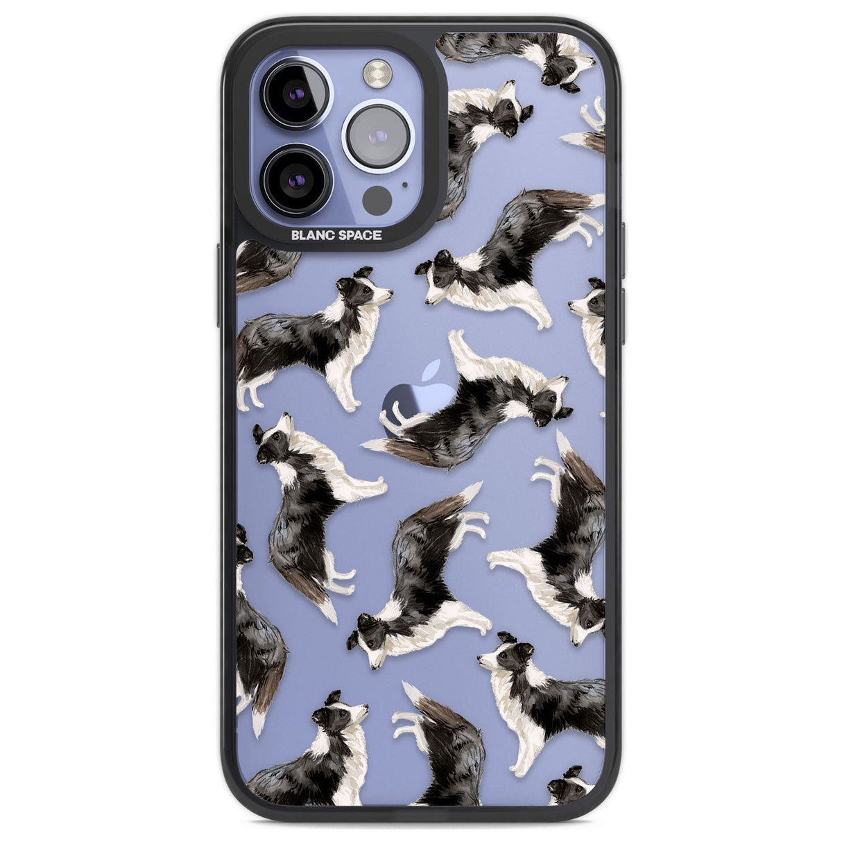 Border Collie Watercolour Dog Pattern Phone Case iPhone 13 Pro Max / Black Impact Case,iPhone 14 Pro Max / Black Impact Case Blanc Space