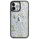 Blue Wild Flower Design Phone Case iPhone 13 Pro Max / Black Impact Case,iPhone 14 Pro Max / Black Impact Case Blanc Space