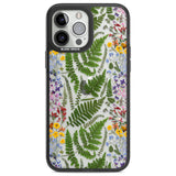 Busy Floral and Fern Design Phone Case iPhone 13 Pro Max / Black Impact Case,iPhone 14 Pro Max / Black Impact Case Blanc Space