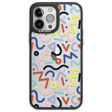 Colourful Squiggles Memphis Retro Pattern Design Phone Case iPhone 13 Pro Max / Black Impact Case,iPhone 14 Pro Max / Black Impact Case Blanc Space