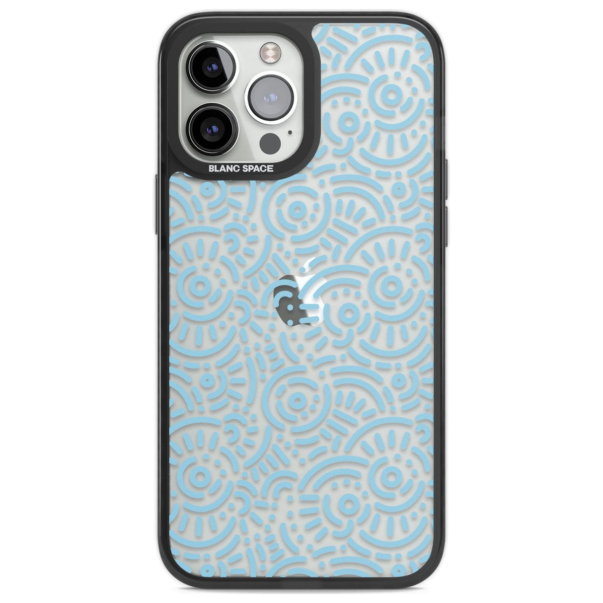 Light Blue Pattern Memphis Retro Pattern Design Phone Case iPhone 13 Pro Max / Black Impact Case,iPhone 14 Pro Max / Black Impact Case Blanc Space