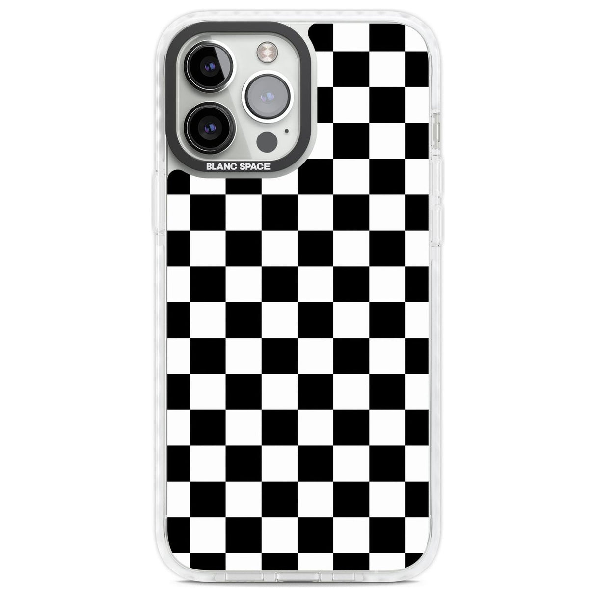 Black Checkered Phone Case iPhone 13 Pro Max / Impact Case,iPhone 14 Pro Max / Impact Case Blanc Space