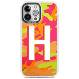 Personalised Bright Neon Camo Solid Monogram Custom Phone Case iPhone 13 Pro Max / Impact Case,iPhone 14 Pro Max / Impact Case Blanc Space