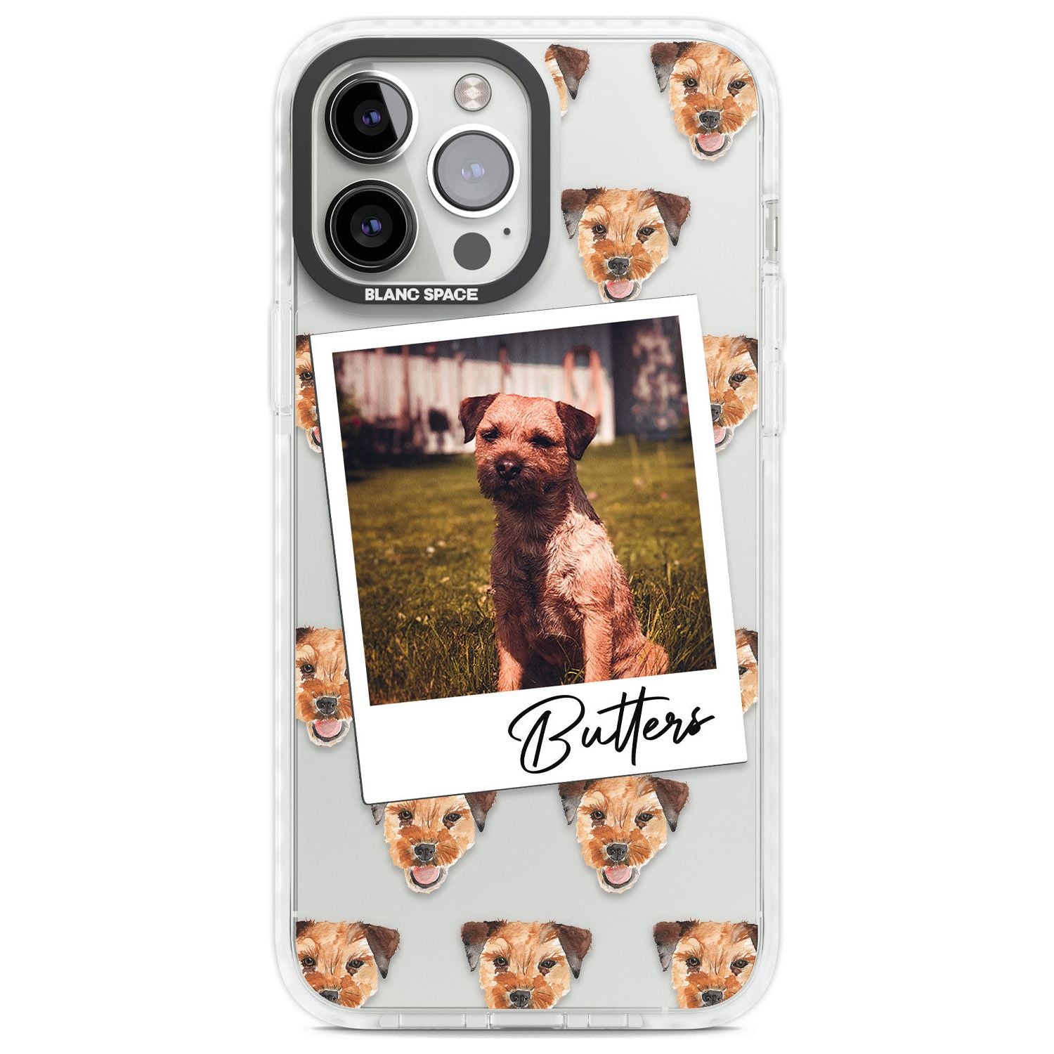 Personalised Border Terrier Dog Photo iPhone Case Blanc Space