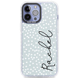 Personalised Vertical Cursive & Dots Custom Phone Case iPhone 13 Pro Max / Impact Case,iPhone 14 Pro Max / Impact Case Blanc Space