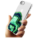 Neon Green & Blue Agate Crystal Transparent Design Impact Phone Case for iPhone SE 8 7 Plus