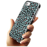 Light Pink on Blue Leopard Print Pattern Black Impact Phone Case for iPhone SE 8 7 Plus