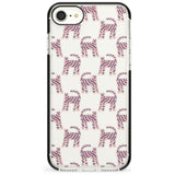 Pink and Blue Cat Pattern Black Impact Phone Case for iPhone SE 8 7 Plus