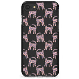 Pink and Blue Cat Pattern Black Impact Phone Case for iPhone SE 8 7 Plus