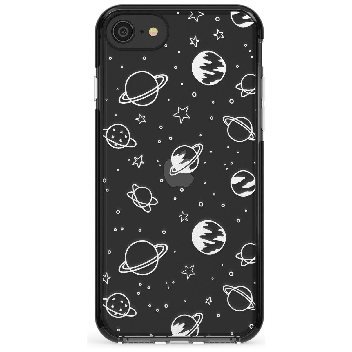 Outer Space Outlines: White on Clear Pink Fade Impact Phone Case for iPhone SE 8 7 Plus