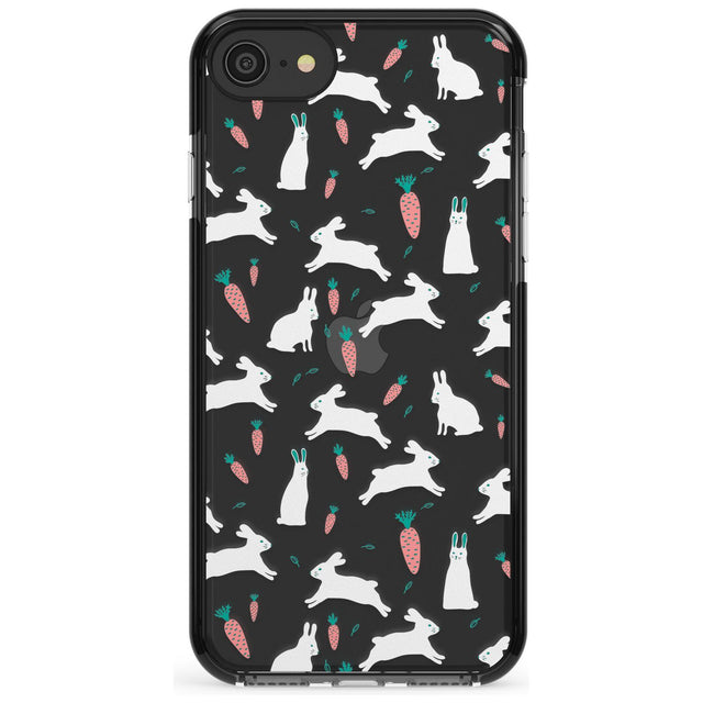 White Bunnies and Carrots Black Impact Phone Case for iPhone SE 8 7 Plus