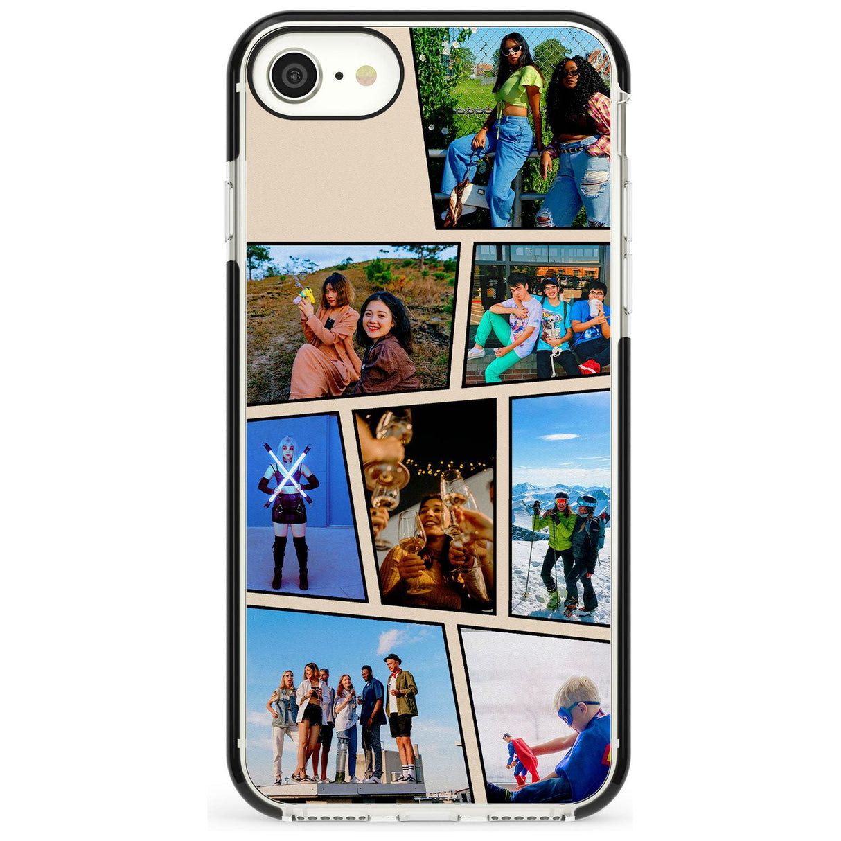 Comic Strip Photo Black Impact Phone Case for iPhone SE 8 7 Plus