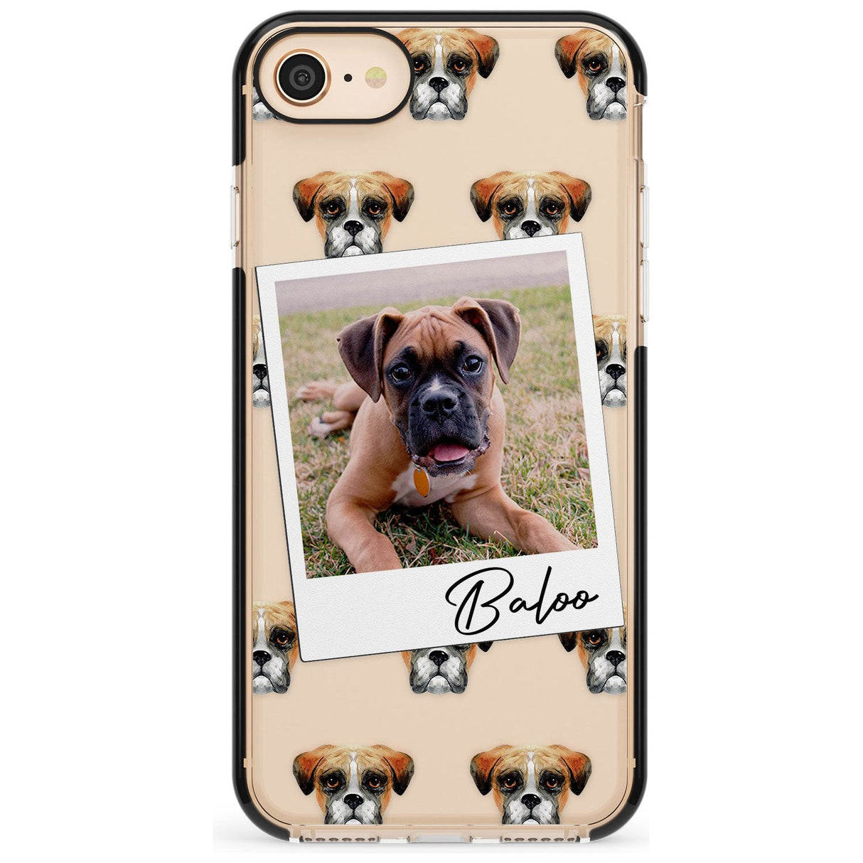 Boxer - Custom Dog Photo Pink Fade Impact Phone Case for iPhone SE 8 7 Plus