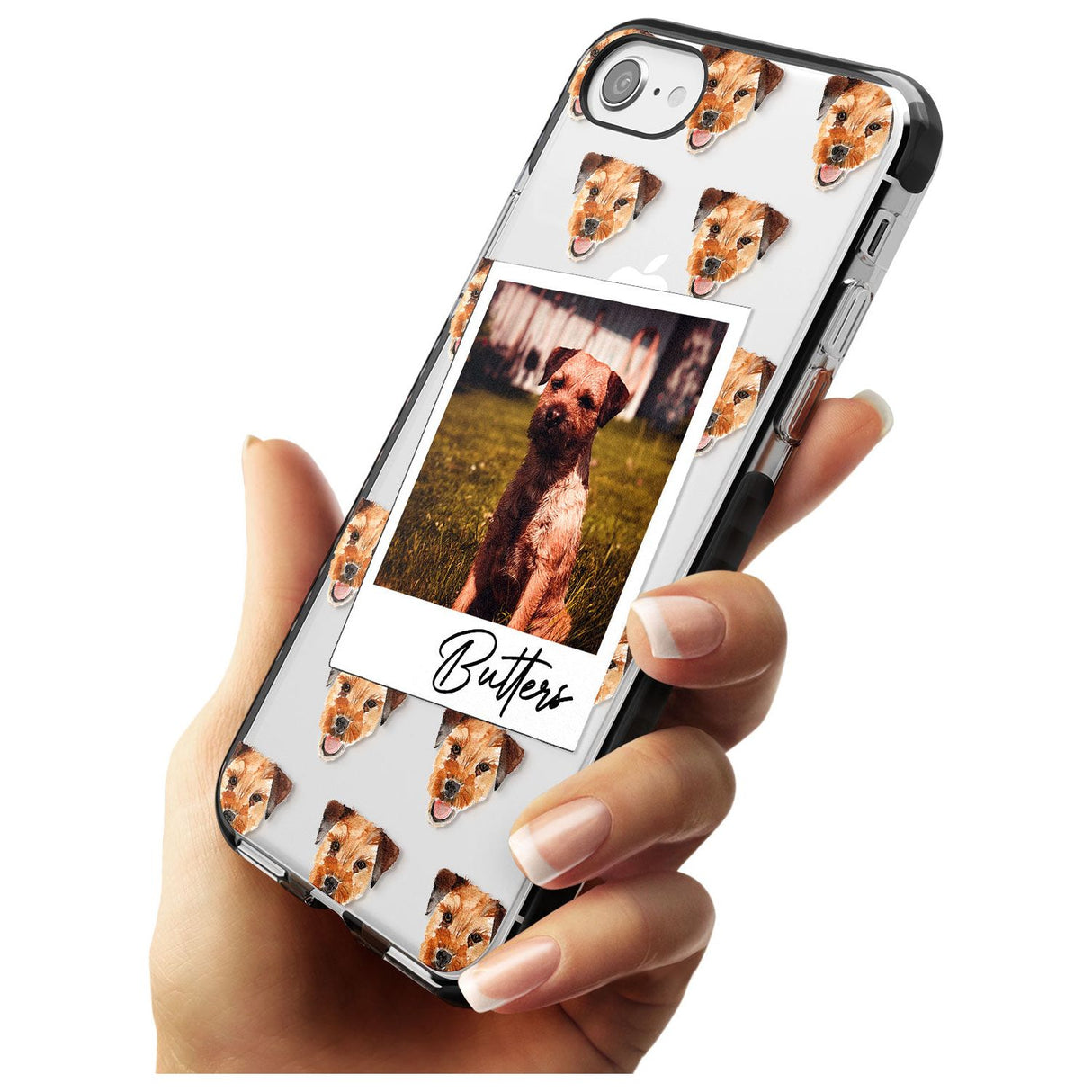 Border Terrier - Custom Dog Photo Pink Fade Impact Phone Case for iPhone SE 8 7 Plus