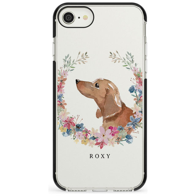 Tan Dachshund - Watercolour Dog Portrait Black Impact Phone Case for iPhone SE 8 7 Plus