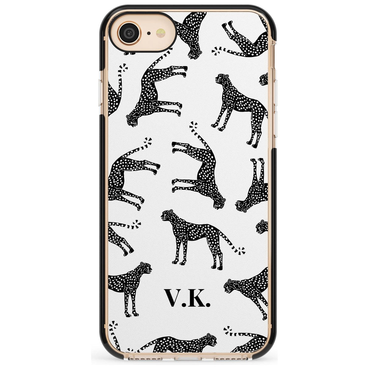 Personalised Cheetah Pattern: Black & White Pink Fade Impact Phone Case for iPhone SE 8 7 Plus