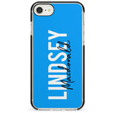 Bold Custom Name: Blue Black Impact Phone Case for iPhone SE 8 7 Plus