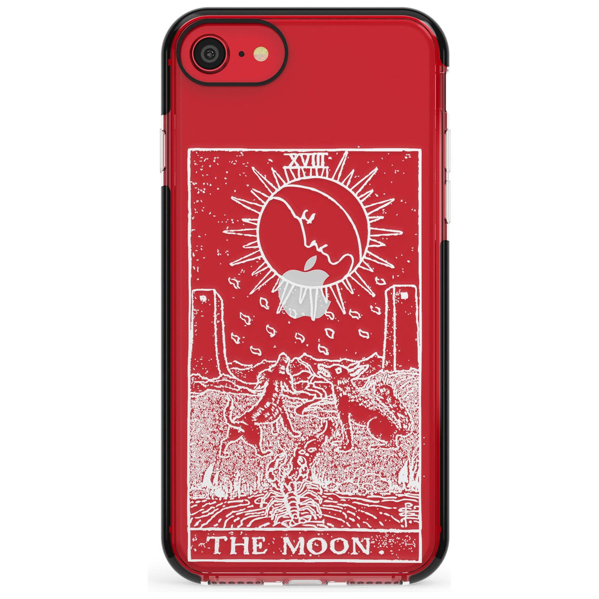 The Moon Tarot Card - White Transparent Pink Fade Impact Phone Case for iPhone SE 8 7 Plus