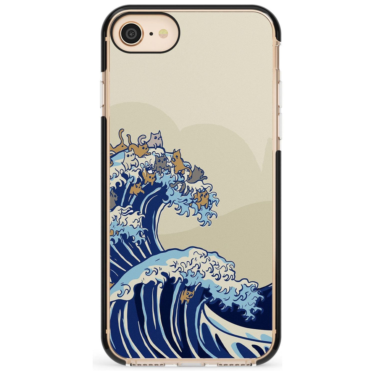 The Great Cat Wave Black Impact Phone Case for iPhone SE 8 7 Plus