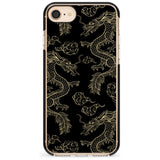 Black and Gold Dragon Pattern Black Impact Phone Case for iPhone SE 8 7 Plus