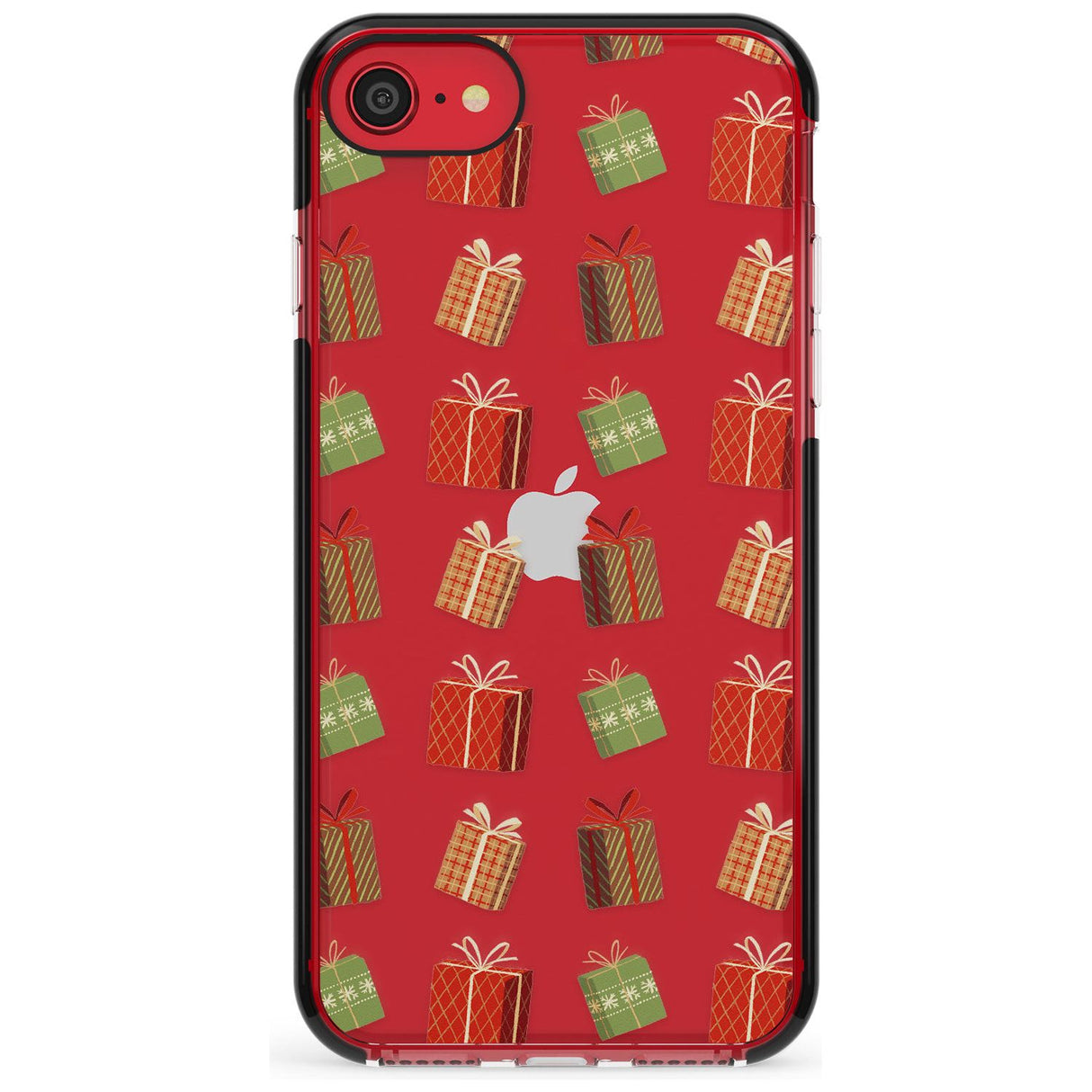 Christmas Presents Pattern Black Impact Phone Case for iPhone SE 8 7 Plus