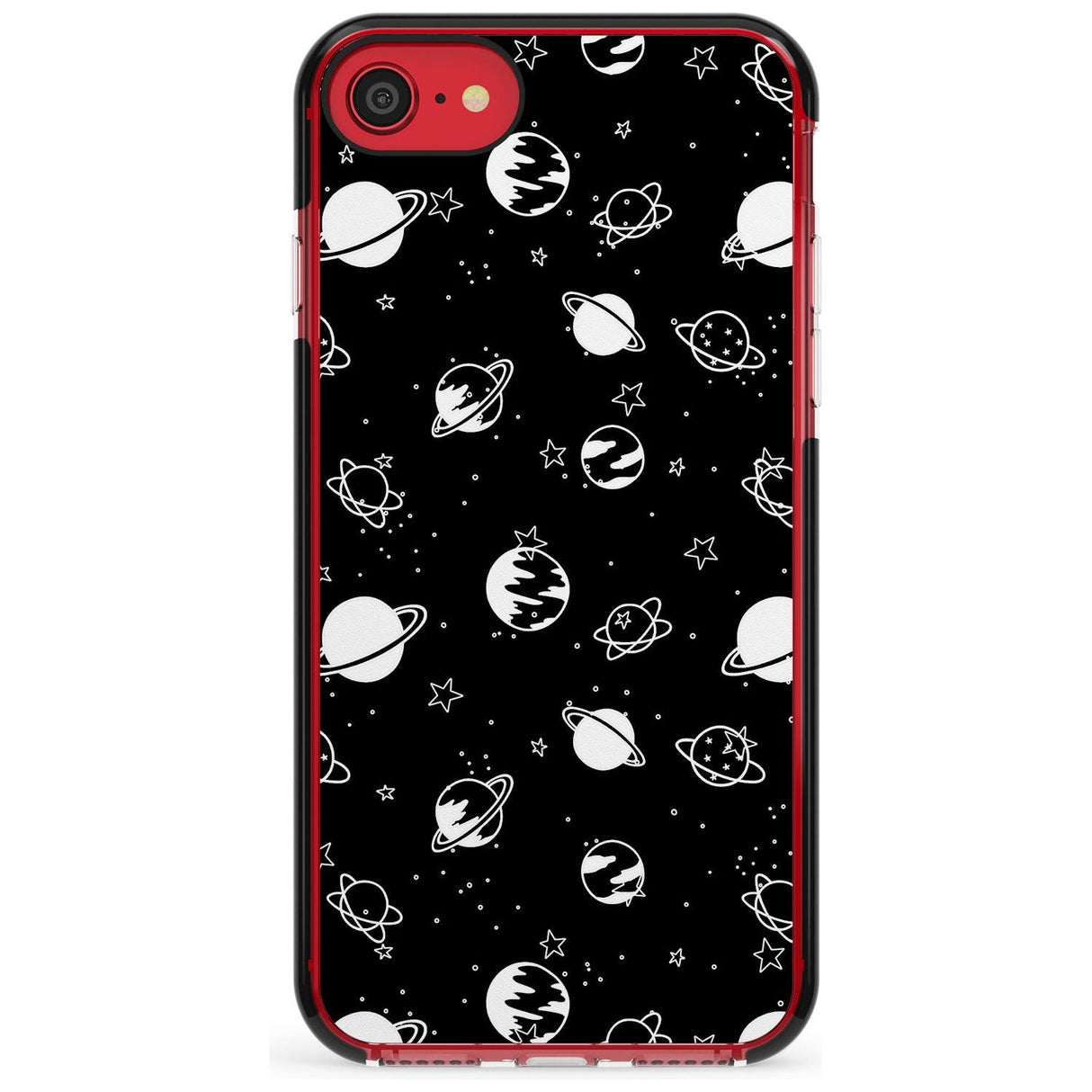 White Planets on Black Pink Fade Impact Phone Case for iPhone SE 8 7 Plus