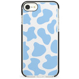 Blue and White Cow Print Black Impact Phone Case for iPhone SE 8 7 Plus