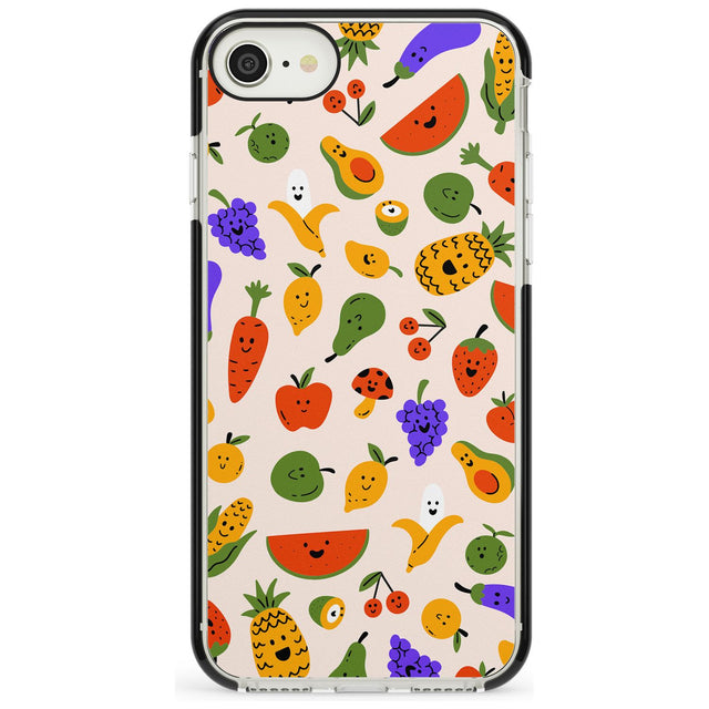 Mixed Kawaii Food Icons - Solid iPhone Case Black Impact Phone Case Warehouse SE 8 7 Plus