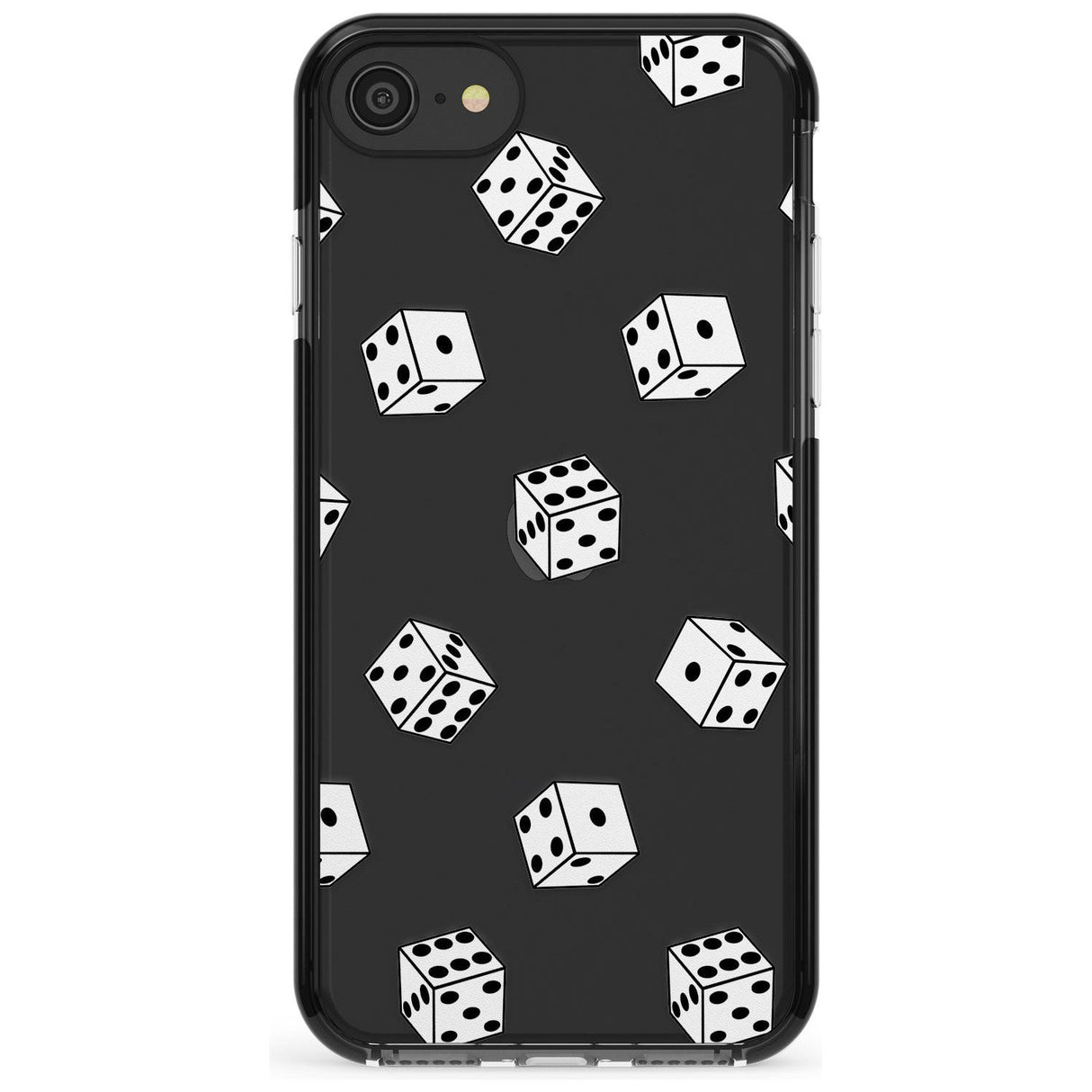 Clear Dice Pattern Black Impact Phone Case for iPhone SE 8 7 Plus